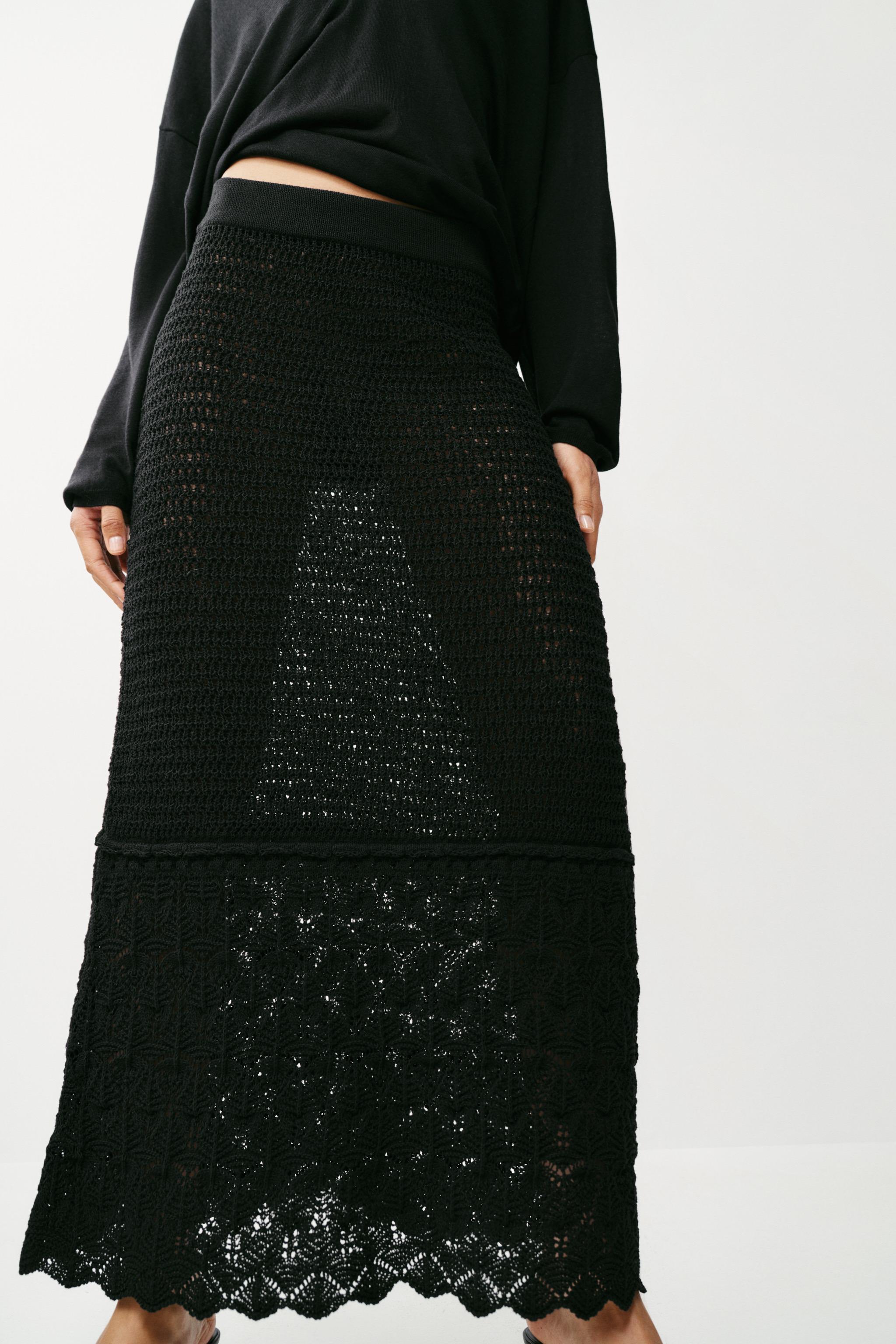 POINTELLE KNIT LONG SKIRT