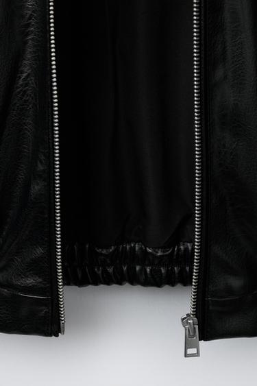 FAUX LEATHER BOMBER JACKET - Black by Zara - Image 7
