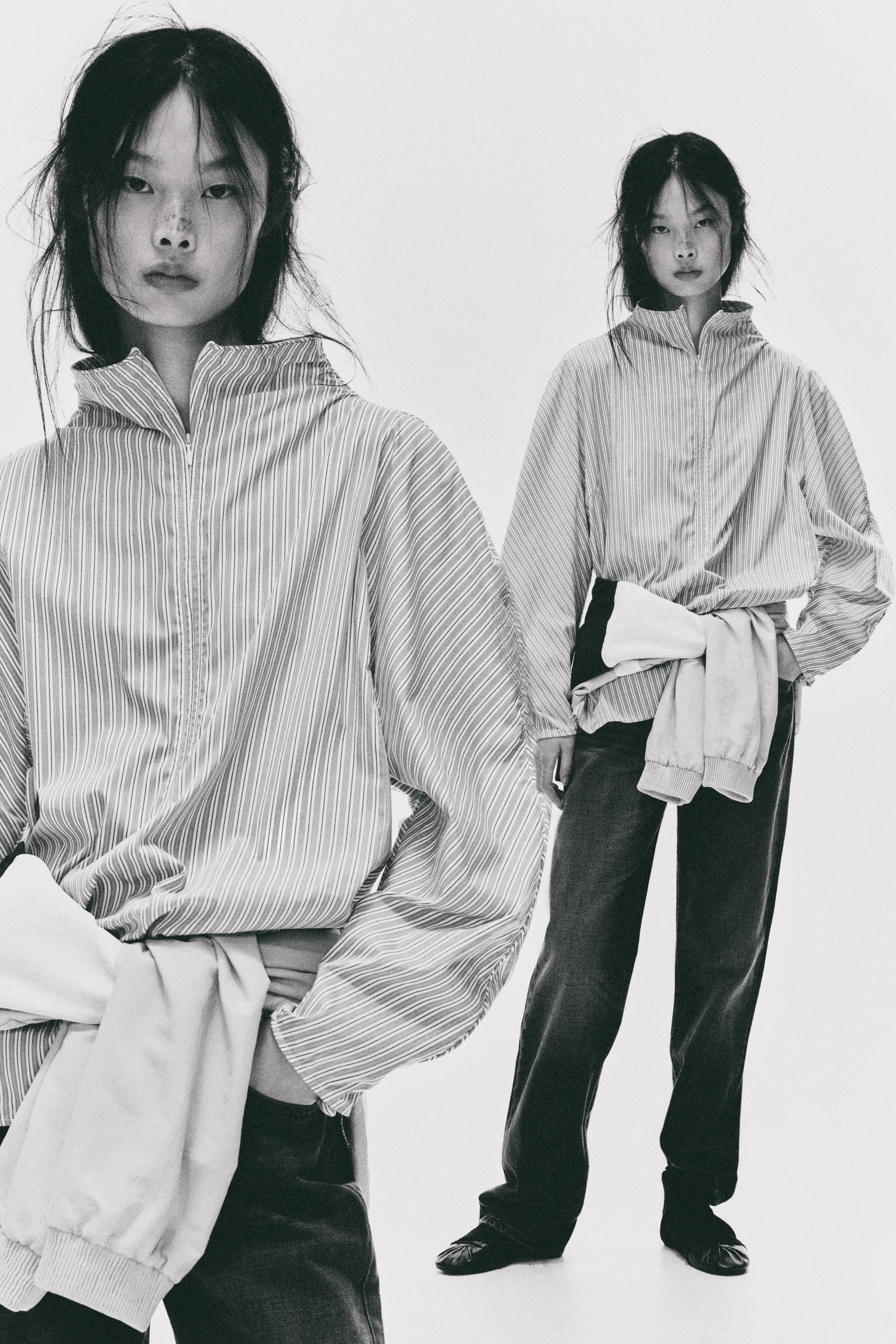 STRIPED POPLIN SHIRT WITH VOLUME