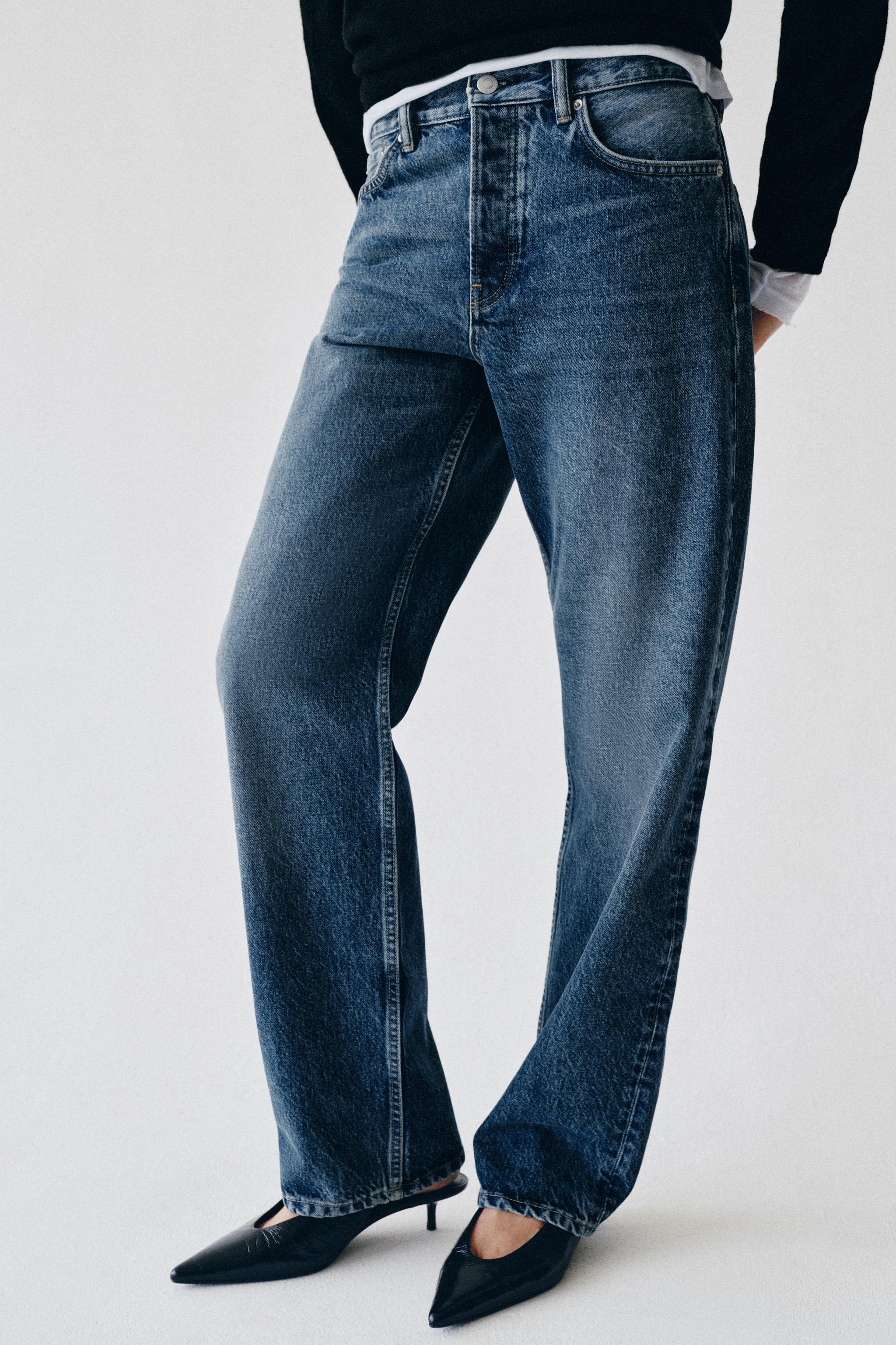 Zara ZW COLLECTION STRAIGHT ORTA BEL JEAN görsel 2