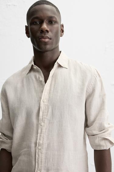 CHEMISE 100 % LIN - Beige clair de Zara - Image 4