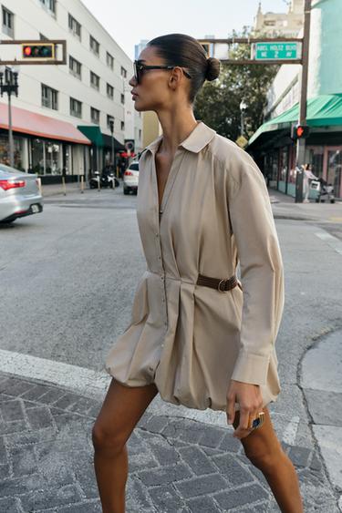 ROBE COURTE BALLON - Beige de Zara - Image 3