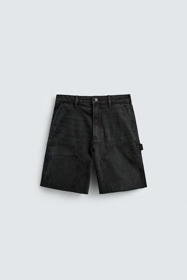 برمودا RELAXED FIT بجيوب متعددة الاستخدامات - أسود الخاص بـ Zara
