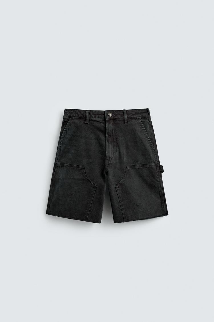 ZARA RELAXED FIT CARPENTER BERMUDA SHORTS