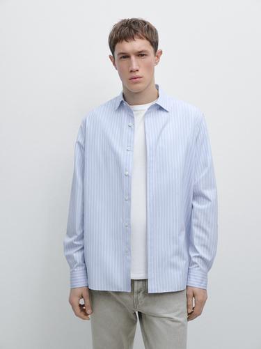Zara Regular fit pinstriped shirt - Green stripe