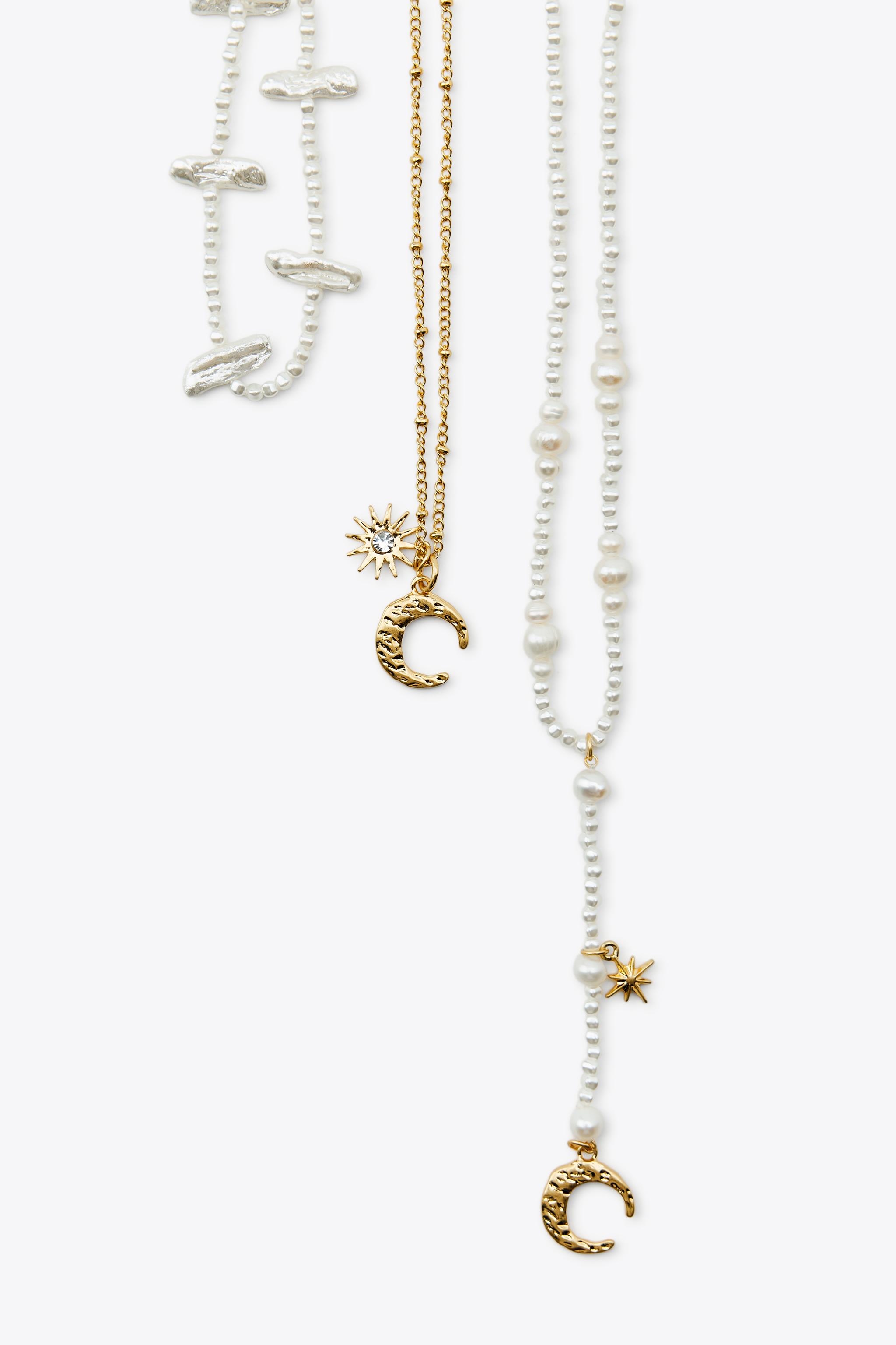 3-PACK PEARL SUN MOON NECKLACES