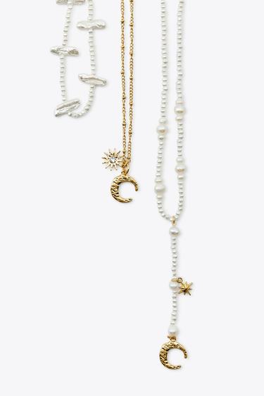 LOT DE 3 COLLIERS PERLES SOLEIL LUNE - 109 de Zara - Image 2