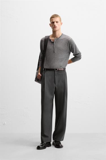 RELAXED FIT PLEATED TROUSERS - Grey by Zara - Image 0