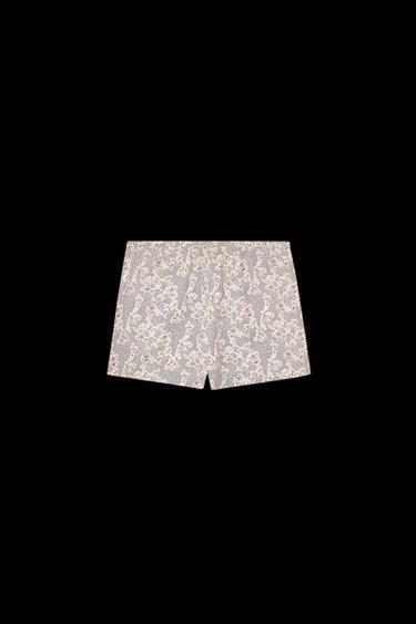 Zara FLORAL PRINT SHORTS - Lilac / White