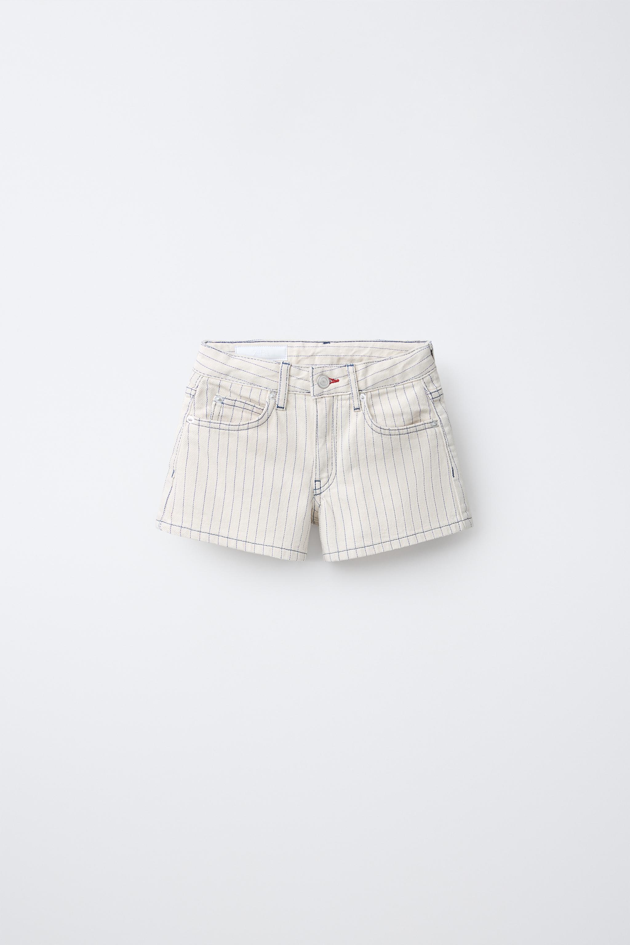 STRIPED DENIM SHORTS