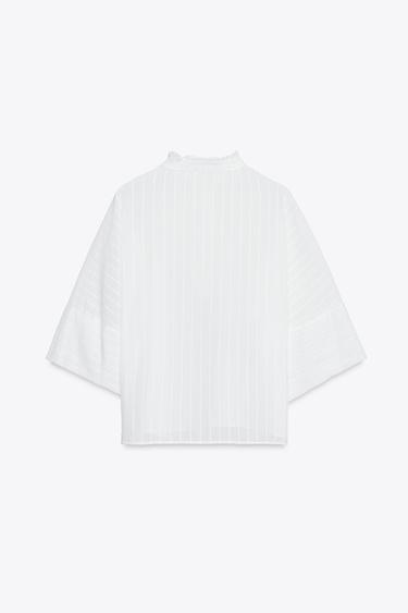 PLUMETIS BLOUSE WITH RUFFLED COLLAR - White by Zara - Image 1