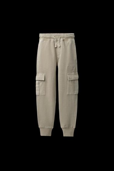 PANTALÓN JOGGER CARGO BORDADO - Beige oscuro de Zara - Imagen 0