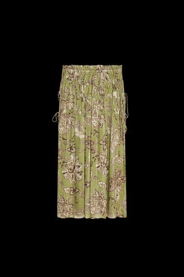 ZW COLLECTION FLORAL PRINT SKIRT - Green by Zara - Image 0