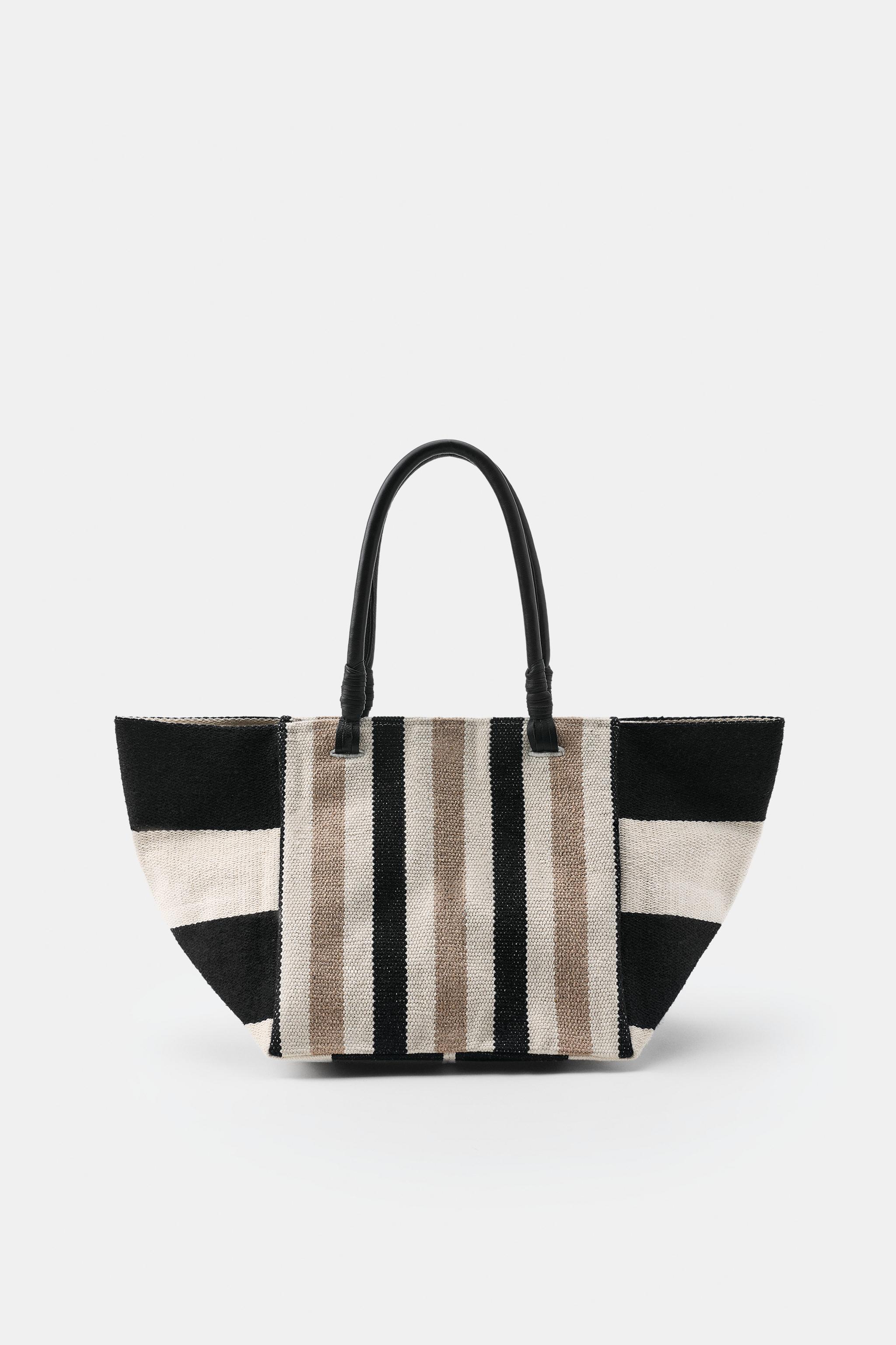 SAC À RAYURES ANSES EN CUIR