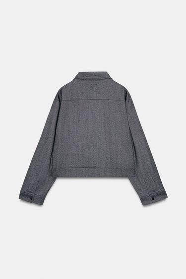 VESTE À CHEVRONS AVEC POCHES - Gris de Zara - Image 5