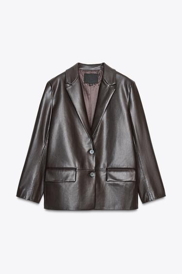 BLAZER RETO DE POLIURETANO - Chocolate da Zara - Imagem 0