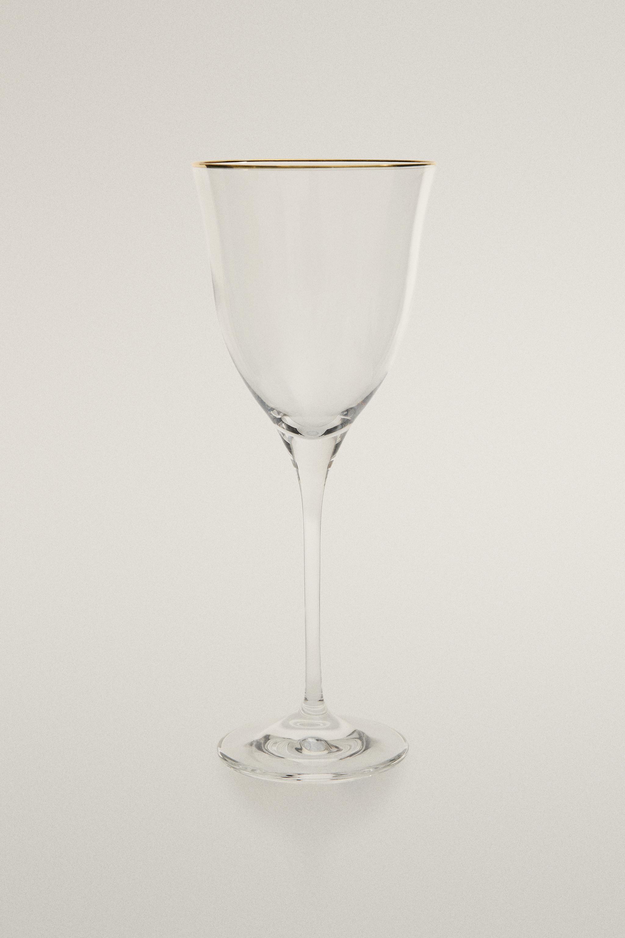 Crystalline Christmas Wine Glass with Gold Rim