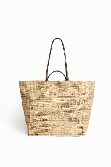 WOVEN MAXI TOTE BAG - Light beige by Zara