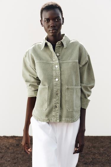 Z1975 DENIM JACKET WITH POCKETS - Khaki by Zara