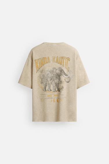 TEXTURED PRINT KNIT T-SHIRT - Ecru by Zara - Image 7