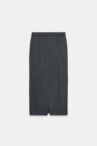 MELIERTER MIDI-BLEISTIFTRÖCK - Grau meliert von Zara