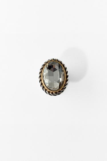 Zara MAXI OVAL JEWEL RING - Gold / Silver