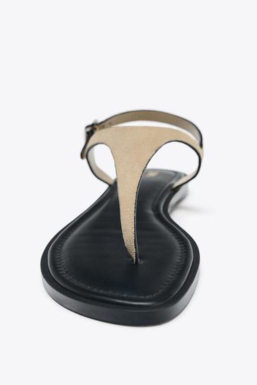LEATHER BUCKLE-STRAP SANDALS - Sand Brown by Zara - Image 3