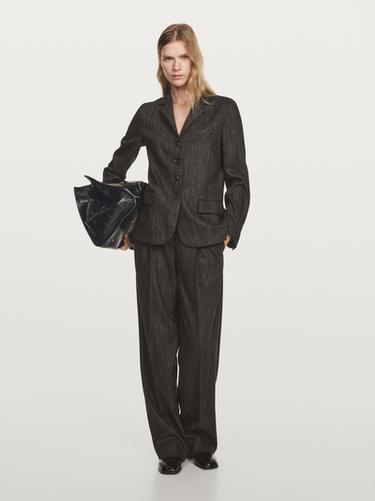 Pantalón pinzas jaspeado - Negro de Zara