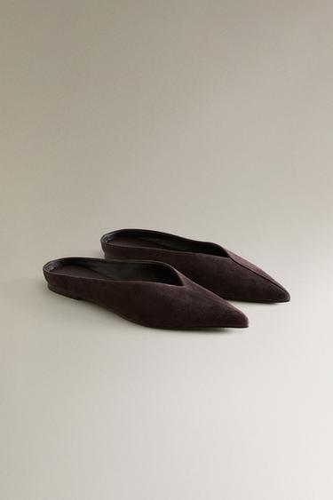 LEATHER MULES WITH POINTED TOE - Brown by Zara - Image 1