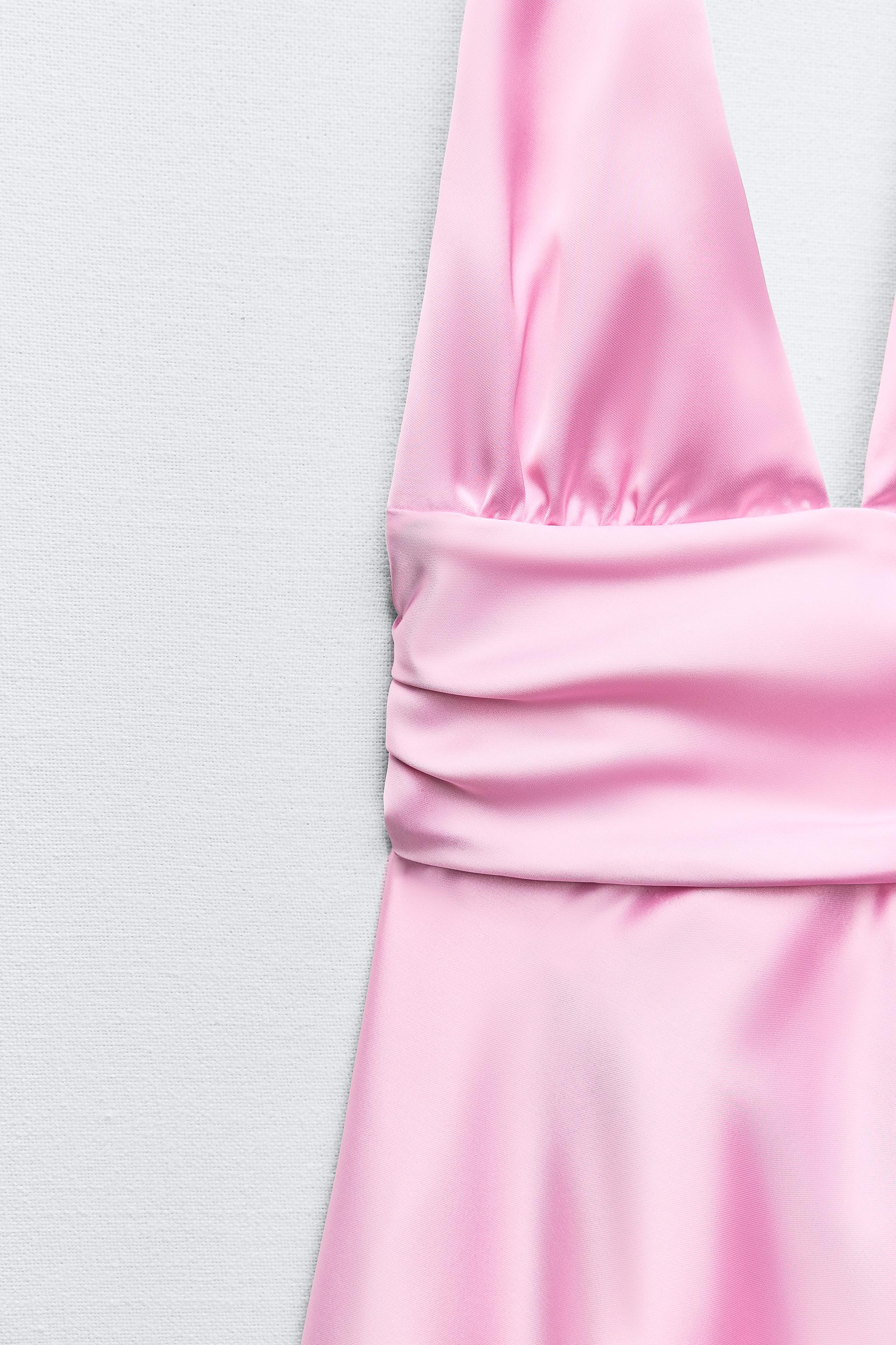SATIN EFFECT HALTER DRESS - Pink | ZARA United States