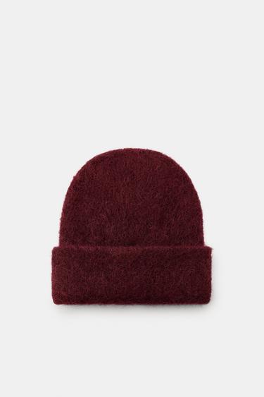 TRICOT BEANIE MET OMSLAG - Burgundy van Zara