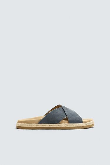 CROSSOVER LEATHER SANDALS - Blue by Zara