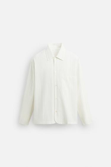CAMISA ESTRUCTURA RAYAS - Blanco de Zara