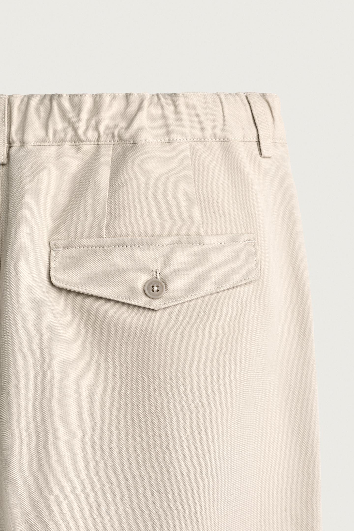 Мужские брюки Zara Cotton-Linen Relaxed Fit, цвет: Экрю — фото 8