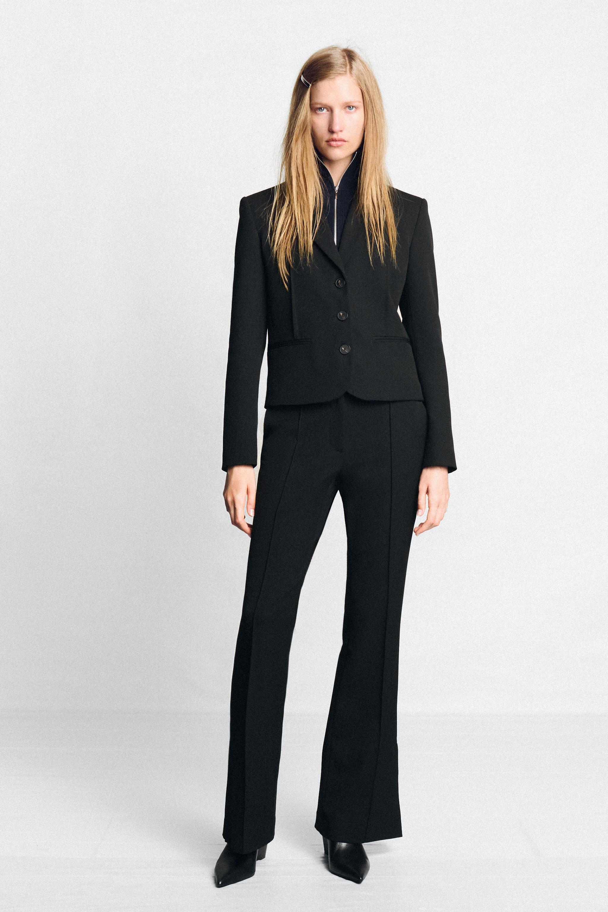 FLARE PANTS WITH SLITS — Black