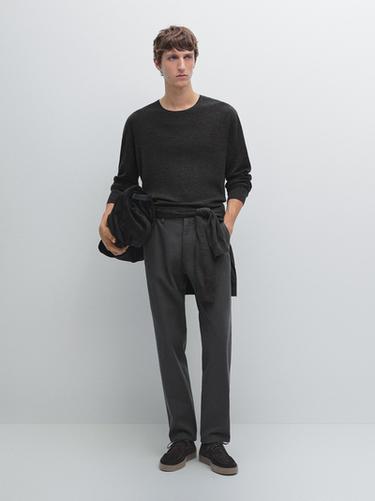Zara Slim fit textured trousers - Gray - Image 0