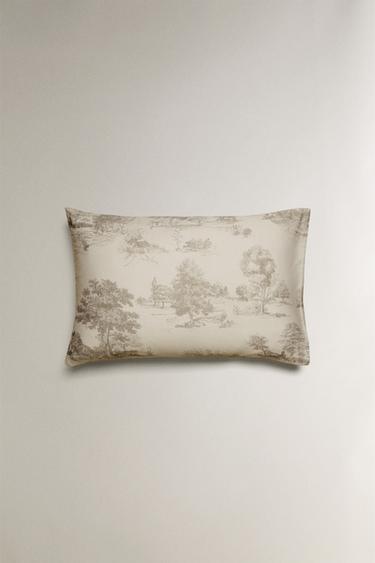 TAIE D’OREILLER SATIN TOILE DE JOUY - Gris clair de Zara - Image 3