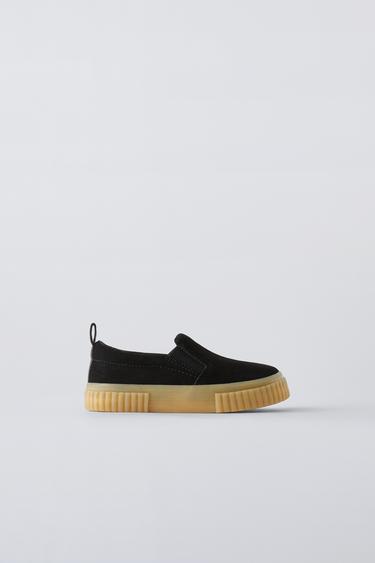 КОЖАНЫЕ КРОССОВКИ БЕЗ ШНУРОВКИ — Черный от Zara — изображение 0