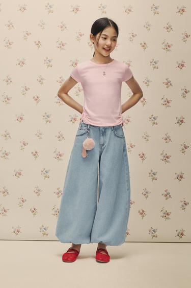 T-SHIRT WITH MODAL CUT-OUT BOWS - Pink by Zara