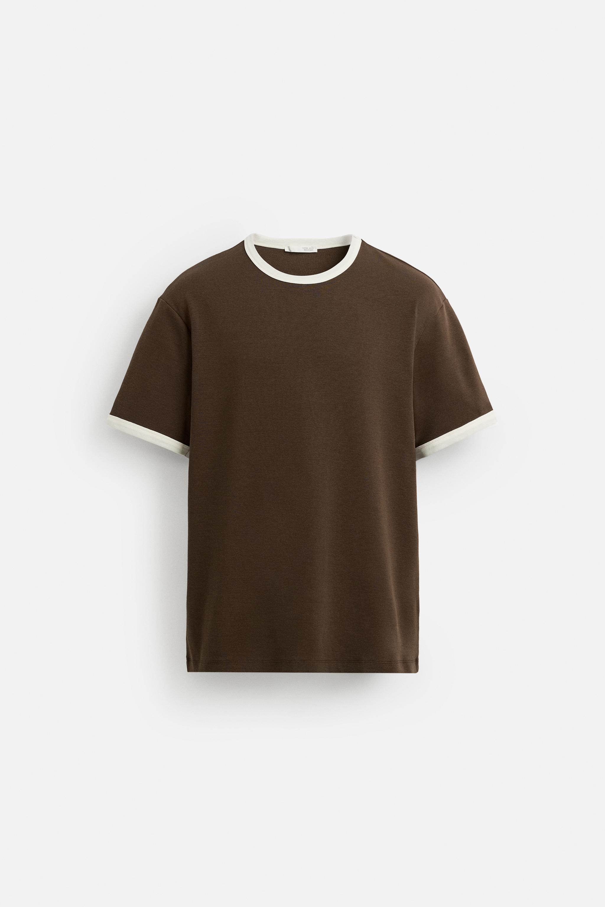 BASIC CONTRAST RIBBED T-SHIRT