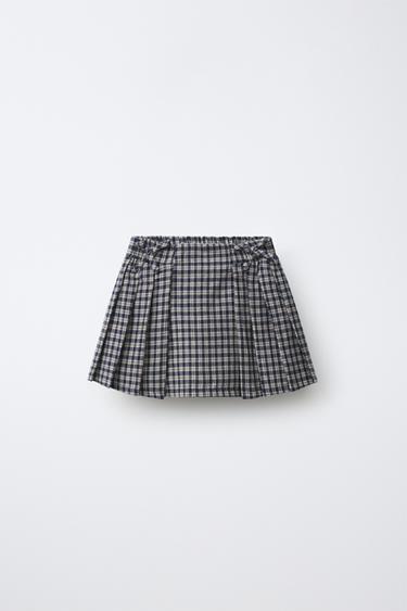 FALDA ESTAMPADO CUADROS - Azul de Zara