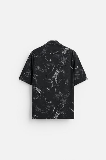 ABSTRACT PRINT STRETCH SHIRT - Black by Zara