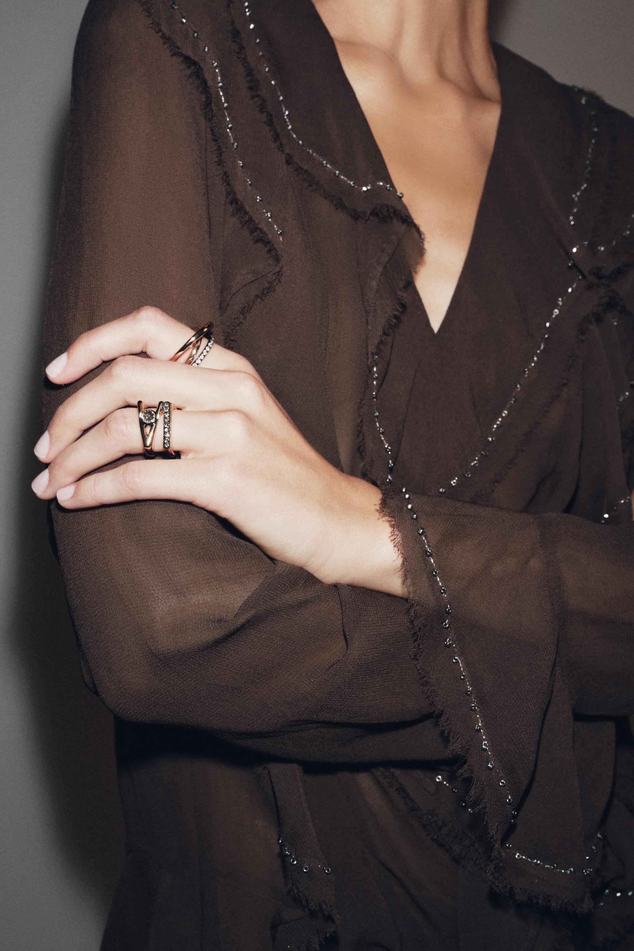 ZW COLLECTION BEADED RUFFLE BLOUSE