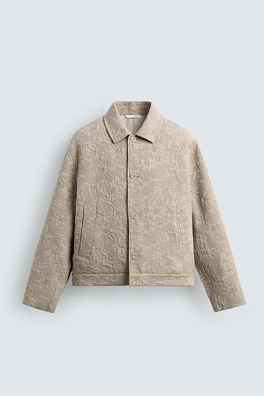 JAKET JACQUARD BERMOTIF BUNGA - Abu-abu mutiara dari Zara