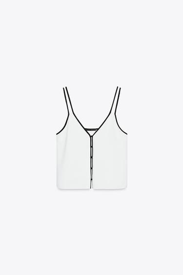 TOP STYLE LINGERIE LISERÉS CONTRASTANTS - Blanc cassé de Zara - Image 8
