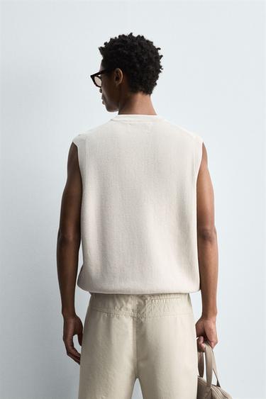 COTTON KNIT WAISTCOAT - Stone by Zara - Image 2
