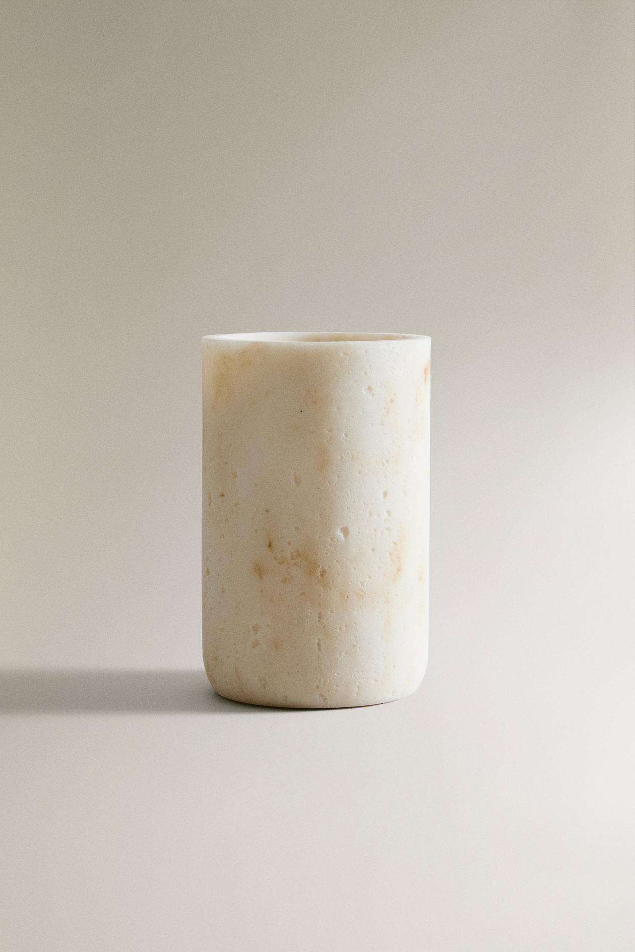 MARBLE-EFFECT TOOTHBRUSH HOLDER — Beige