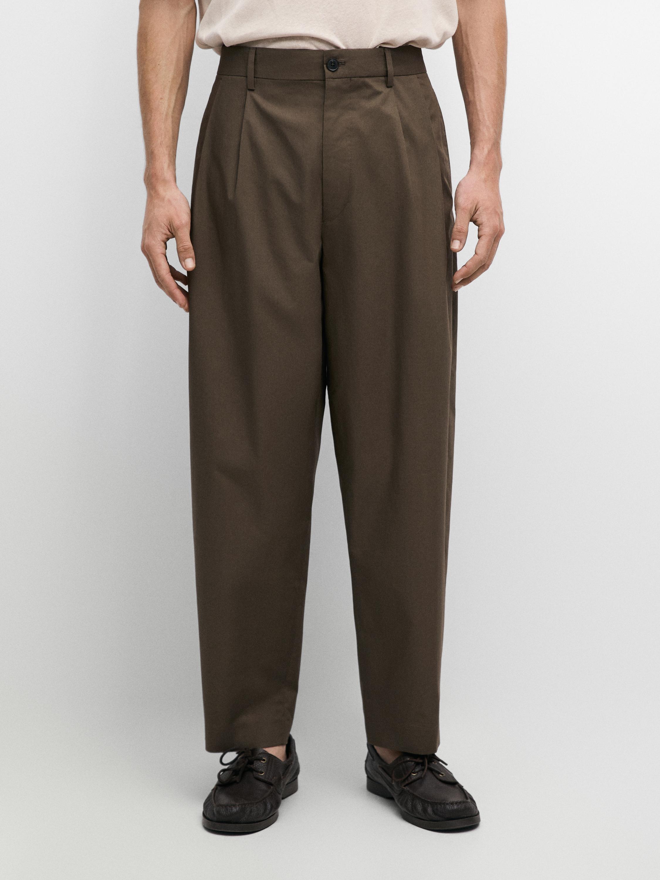Cotton trousers with double darts