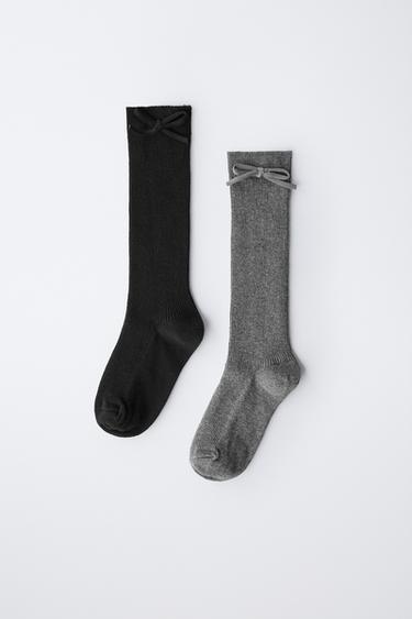 TWO-PACK OF KNEE-HIGH SOCKS WITH BOW - Black by Zara
