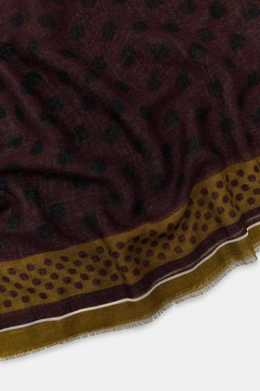 POLKA DOT PRINT SCARF - Brown by Zara - Image 3